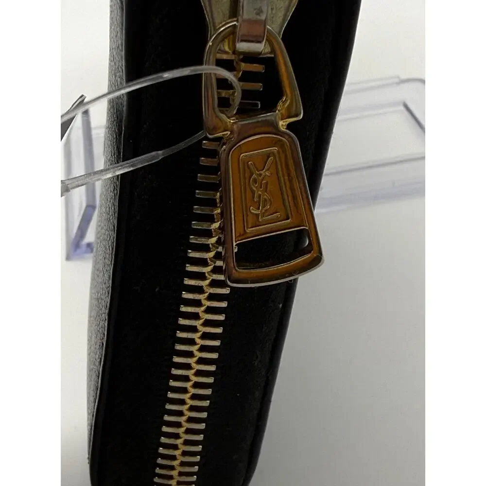 Saint Laurent YSL Black Leather Continental Wallet – Gold Hardware – Box & COA